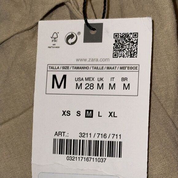 ZARA | Sand | LINEN BLEND LONG JUMPSUIT - Picture 4 of 5